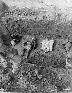 A mass grave of with child corpses.